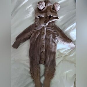 Brown Knit Button-Up Sweater